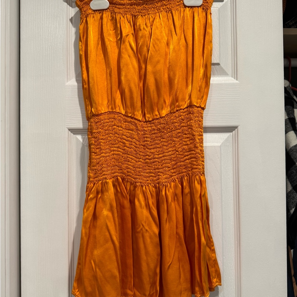 Vibrant Orange Smocked Dress/Coverup